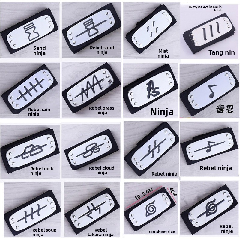 Naruto Headband Metal - Ninja anime cosplay headband with forehead