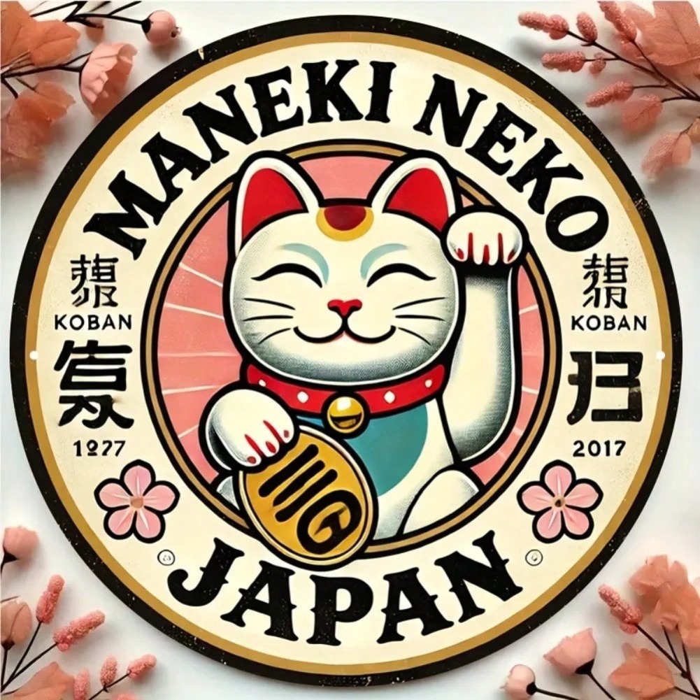 Naruto Headband Metal - Round Maneki Neko Lucky Cat Aluminum