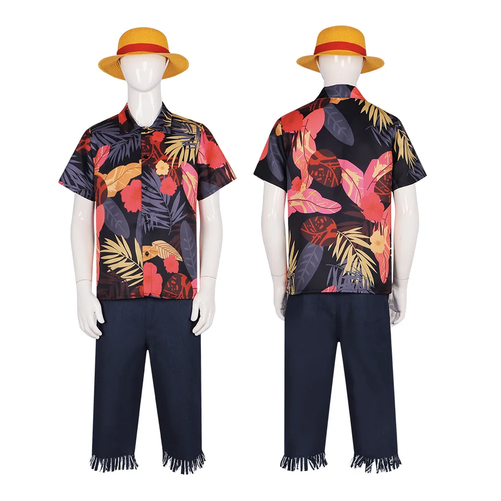 Anime Cosplay Real Life - Real-life Movie Version Of Luffy's Flower-patterned
