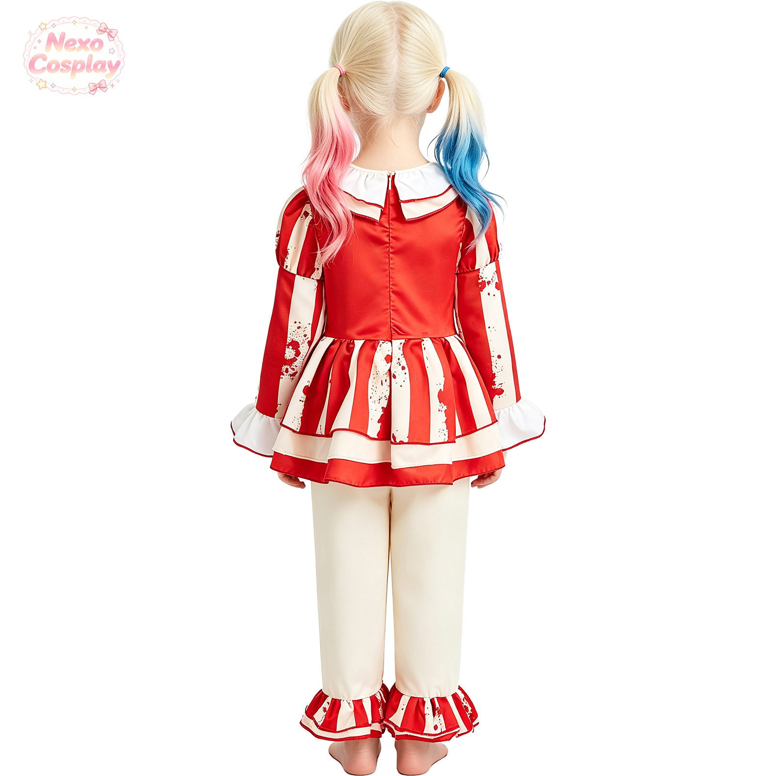 Kids Red White Striped Horror  - Kids Cosplay Anime recension och pris