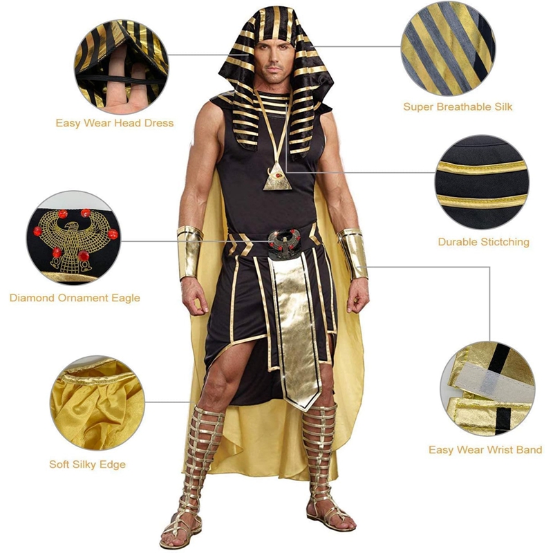 Men Egyptian Costume Set 7 Pcs - Egypt Cosplay Anime recension och pris
